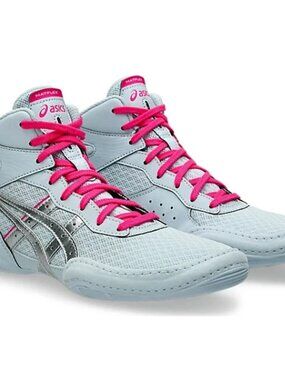NWOB ASICS Kids MATFLEX 7 Wrestling Shoes Cool Gray Silver Size 1 Lace up Unisex